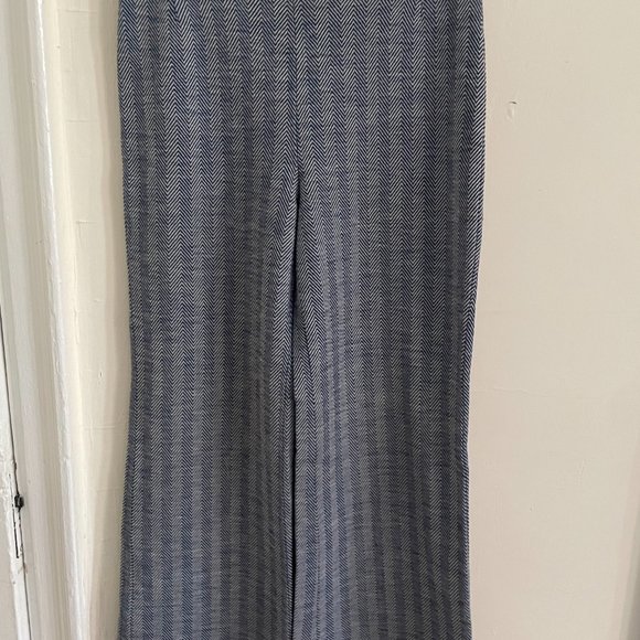 Vintage Wool Blue/Grey Chevron Flared Trousers, elastic waist - Picture 5 of 6